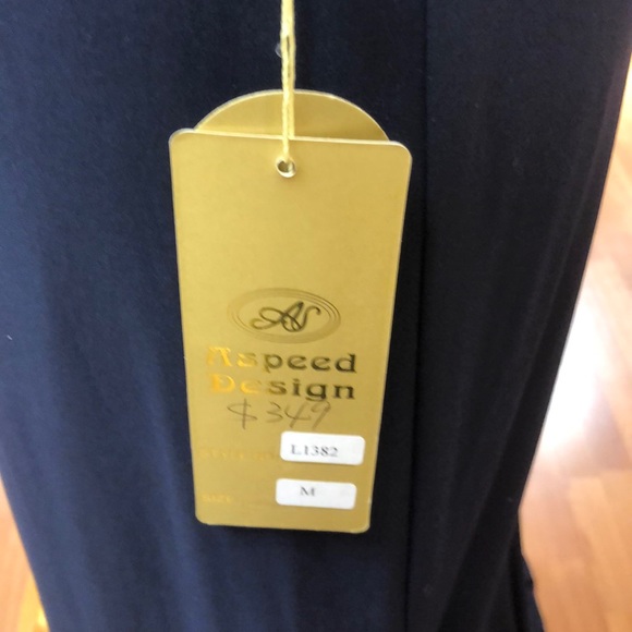 Navy prom dress with rhinestones - Picture 7 of 8